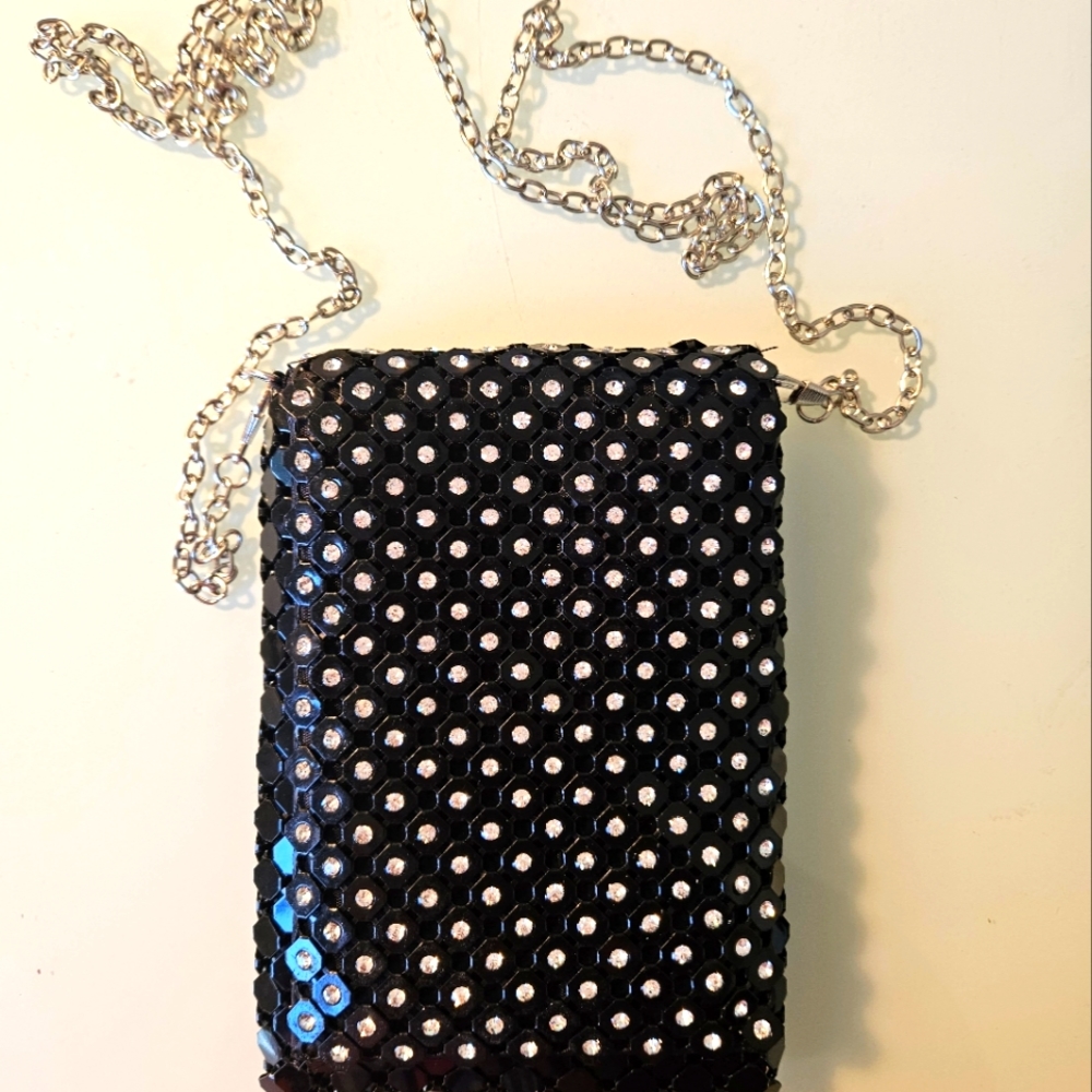 Black Diamonte cross body bag